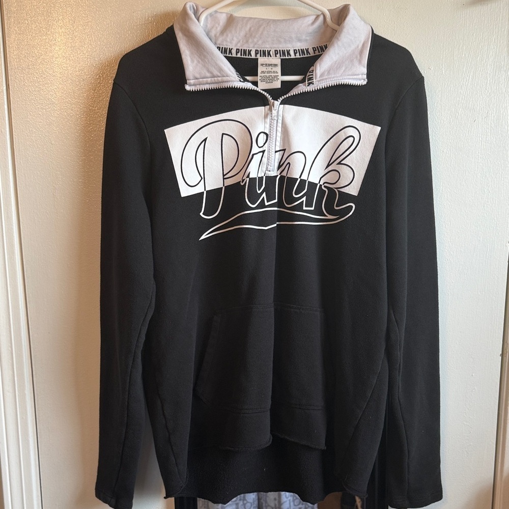 Victoria's Secret Pink Black and White quarter Zip-Up